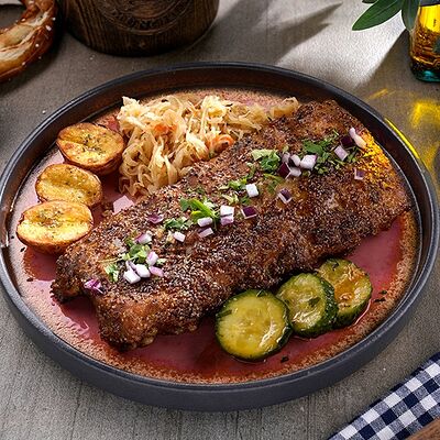 Свиные ребра в медово-горчичной глазури в Paulaner по цене 1450 ₽