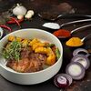 Стейк из свиной шеи на гриле с овощами в Миля по цене 810