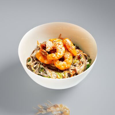 Соба в сливочном соусе Креветкав Про 100 суши по цене 745 ₽