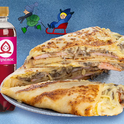 Мега блин с грибами, сыром и беконом и Морс 0,5 л в Теремок по цене 1325 ₽