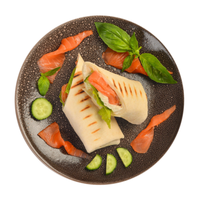 Ролл Филадельфия в пшеничной лепешке в Азбука Вкуса Экспресс Меню по цене 298 ₽