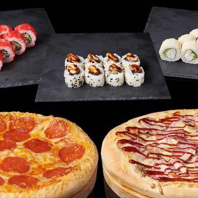 Две пиццы и три ролла в СУШИ & PIZZA MIX по цене 1550 ₽