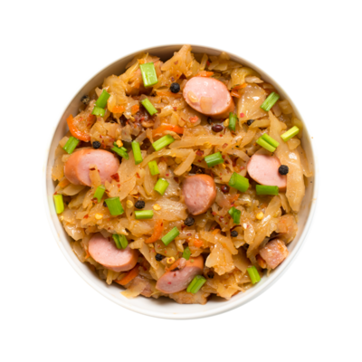 Капуста тушеная с сосисками в Азбука Вкуса Экспресс Меню по цене 189 ₽