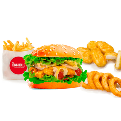 Комбо с Кинг Бургером Оригинальным в Кинг роллс по цене 869 ₽
