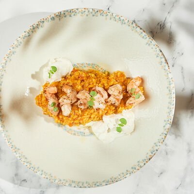 Ризотто с шафраном,креветками и страчателлой в Теплые края-уголок Италии по цене 650 ₽