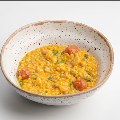 Птитим с креветками в соусе сливочный биск в Скандинавия по цене 900 ₽