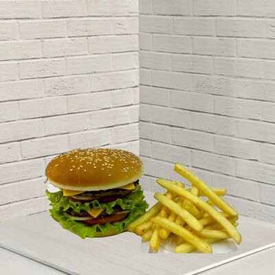 Бургер двойная с курицей и фри в Шашлычный мир по цене 600 ₽