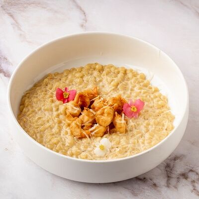 Креветки в сливочном соусе с птитим в Кофейня Пенка по цене 580 ₽