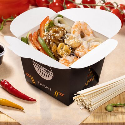 Вок Премиум удон с морепродуктамив Шаурма Куулпицца по цене 769 ₽