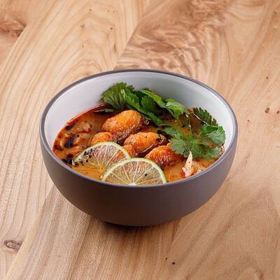 Острый рыбный суп с пастой том-ям и рисом в ПуриПури по цене 540 ₽