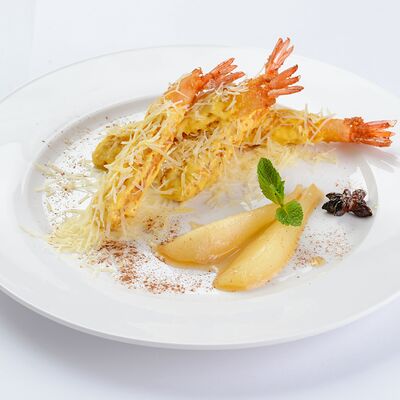 Креветки с Пармезаном и сочной грушей в БамБуши по цене 645