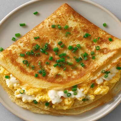 Блин Скрембл (с омлетом и творожным сыром) в Mистер Блин по цене 385 ₽