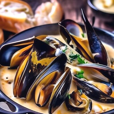 Мидии в сливочно-пряном соусе в Йохан-Пивохан по цене 940 ₽