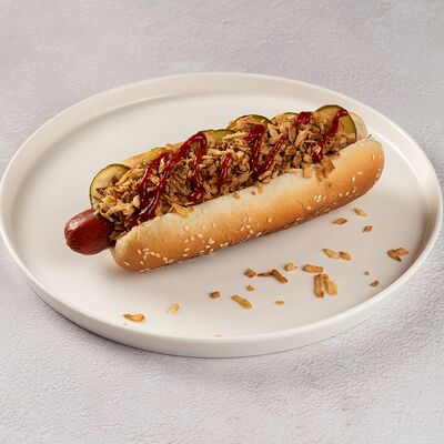 Датский хот-дог с говяжьей колбаской в Сабирос по цене 480 ₽