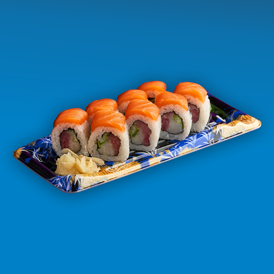 Такеши (Ролл с лососем, гребешком, тунцом и огурцом) в Yume sushi по цене 790 ₽