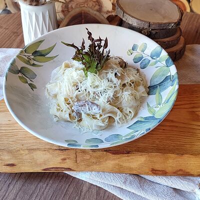 Фетучини с курицей и грибами в Про Булки кафе-пекарня по цене 380 ₽