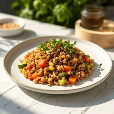 Гречка отварная с овощами в Банхоф по цене 79 ₽