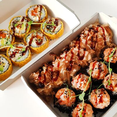 Cет Превосходный в Рис и лосось по цене 3129 ₽