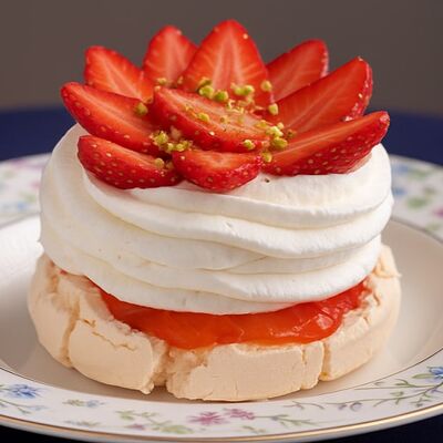 Битая Павлова с хурмой, брусничным соусом и кремом Шантильи в ЗоЗо по цене 450 ₽