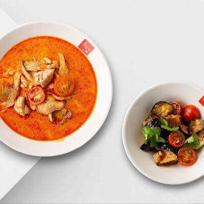 Комбо: суп Том Кха и салат из баклажанов по-тайски в Том Ям по цене 1300 ₽