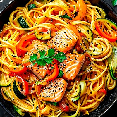 Вок с лососем в Суши мастер по цене 639 ₽