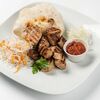 Шашлык из свиной шеи с салатом, маринованным луком и питой в Матрешка по цене 595