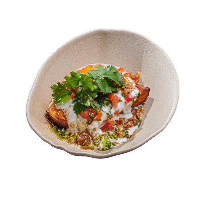 Запеченый батат с кокосовым йогуртом в ИТЛЕ Стейк-кафе Halal по цене 510 ₽