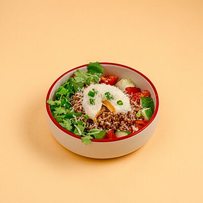 Греча с яйцом пашот в Хачапури по цене 360 ₽