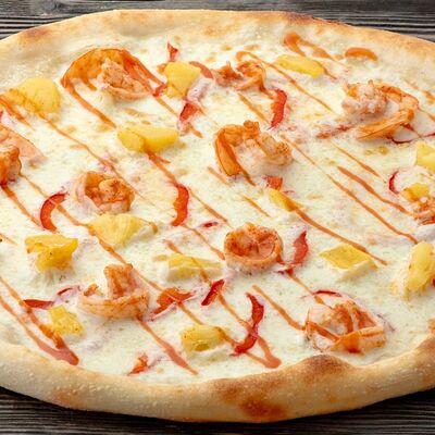 С креветками, ананасом и соусом шрирача в Чили пицца по цене 1040 ₽