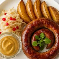 Колбаска Мушкинская из оленины с картофельными долькамив Мушкино