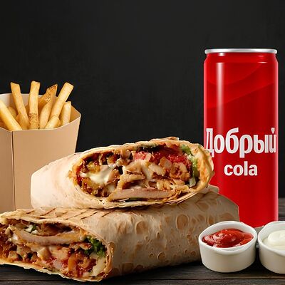 Шаурма классическая, картофель фри, Кола в ПоШаурме по цене 810 ₽