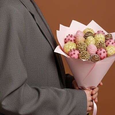 Букет Crispy (19 шт) в Luna-Клубника в шоколаде по цене 3990 ₽