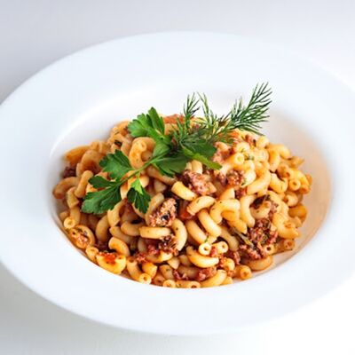 Макароны по-флотски в Лангет Хаус по цене 297 ₽