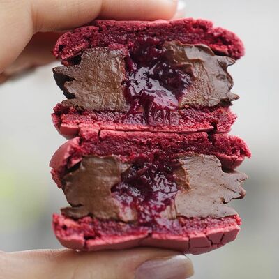 Макарон Темный шоколад с брусникойв Yumbaker gardens по цене 375 ₽