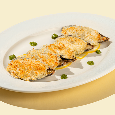 Мидии Гигант с сырной с крошкой в Сицилия по цене 675 ₽