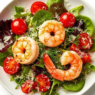 Тёплый салат с креветкой в Ракушка по цене 970 ₽