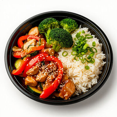 Рис жасмин паровой курица в Воккер по цене 499 ₽