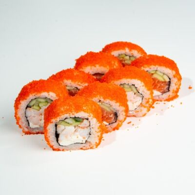 Калифорния с лососем, креветкой, сыром и огурцом (8 шт.) в ЁБИСАН по цене 1129 ₽