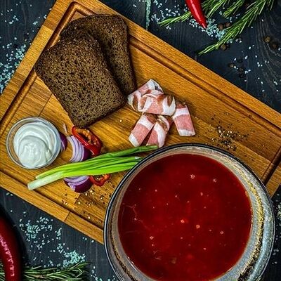 Борщ с телятиной и подчеревком в Малевичи по цене 790 ₽