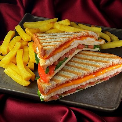 Сэндвич с курицей и фри в Mokka Lounge по цене 750 ₽