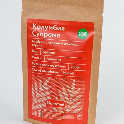 Моносорт Колумбия Супремо молотый в Green house по цене 555 ₽