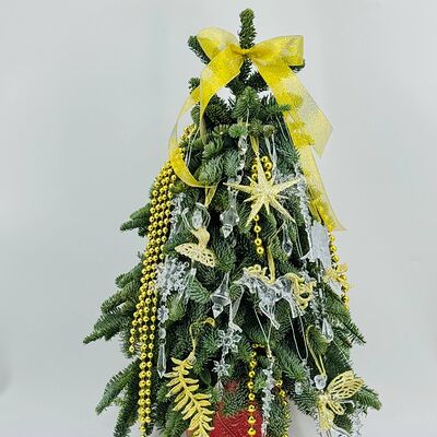 Авторская натуральная ёлка 70 см нобилис с игрушками стеклярус в Дарите красиво по цене 15790 ₽