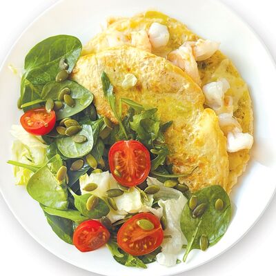 Овсяноблин с креветкой, творожным сыром и овощами (223 г) в Медовик по цене 850 ₽