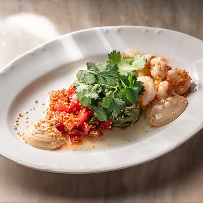 Авокадо гриль, креветки, чимичури в Коробок по цене 775 ₽