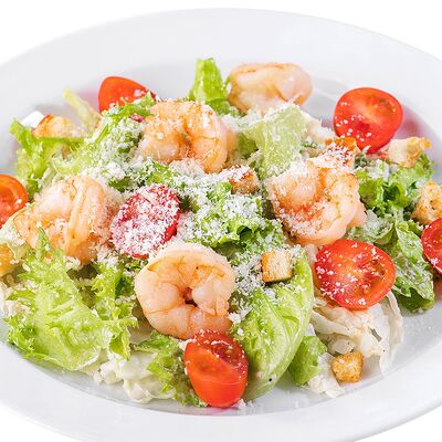 Салат Цезарь с креветками в Офицерское по цене 730 ₽
