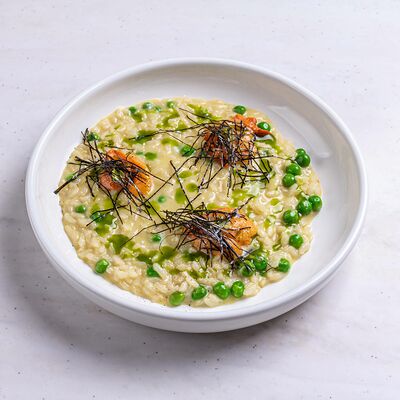 Ризотто с морскими ежами, зеленым горошком и соком цукини в Море на Патриках по цене 1859