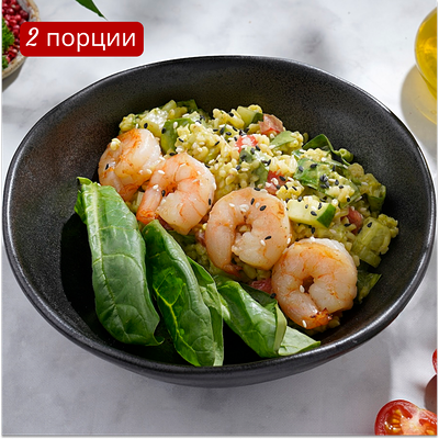 Булгур с креветками в Петрушка по цене 743 ₽