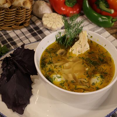 Суп-лапша с курицей и грибами в Мзиани по цене 430 ₽