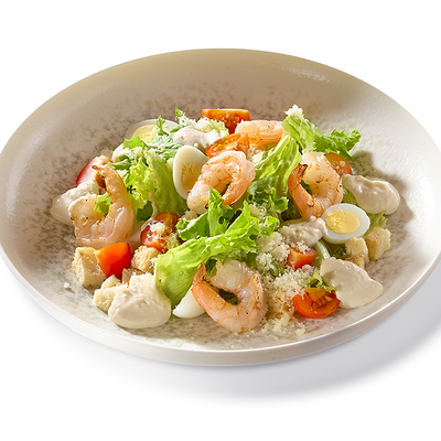 Салат Цезарь с креветками в Слоёнка по цене 600 ₽