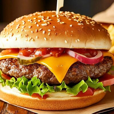 Бургер Гранд Де-Люкс с картошкой фри в Corn dog dagestan по цене 690 ₽